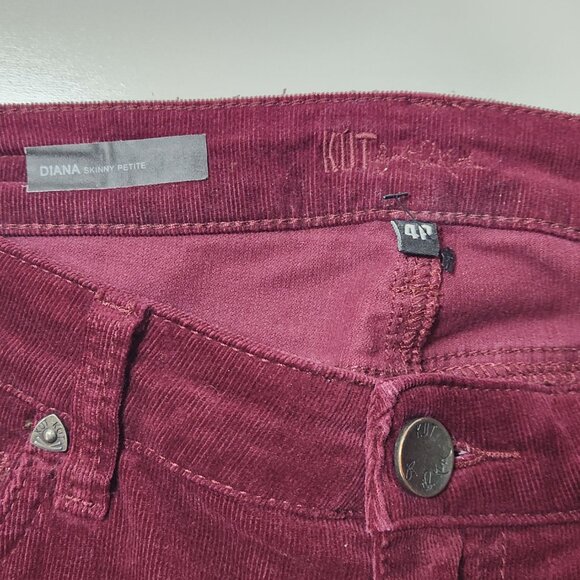 Kut From The Kloth Diana Corduroy Skinny Jeans Womens 4P Red Pants Petite OO02X - Picture 4 of 9